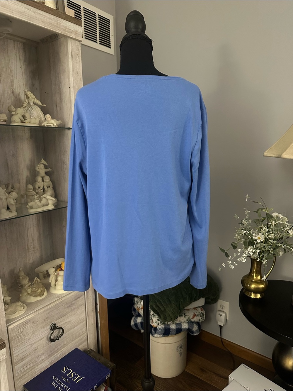 Talbots Soft Crewneck Long-Sleeve Top in Periwinkle - Picture 3 of 4